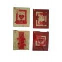 Set 4 biglietti Cuore rosso carta riso chiudipacco