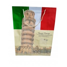 BUSTE REGALO SHOPPER DI CARTA GLITTERATA Torre di Pisa ITALIA - 42X33 CM