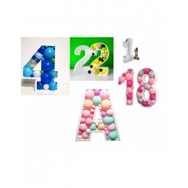 BALLOON HOLDER NUMBERS /LETTERS BALLON BOX H80CM SHAPED BIRTHDAY PARTY