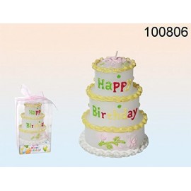 Candela a forma di torta "Happy Birthday 9x7 cm