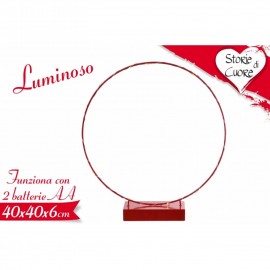 Cerchio Luminosa in Ferro Decorazione San Valentino 40x40x6cm. funziona con 2 batterie aa