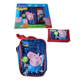 KIT REGALO PEPPA PIG GEORG BORSA PASSEGGIO TRACOLLA+PORTAFOGLIO