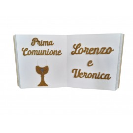 CENTRO TAVOLA LIBRO PRIMA COMUNIONE CON CALICE  GLITTERCM 60