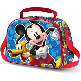 CESTINO TRACOLLA SCUOLA PORTA MERENDA DISNEY MICKEY 3D TOPOLINO 20,5x26x10cm