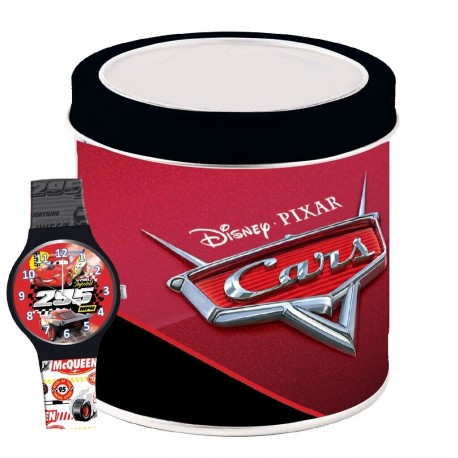 Orologio Analogico in scatola di latta Disney Cars Setta Mcqueen Idea regalo Bambino