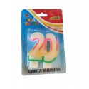 CANDELA ARCOBALENO COMPLEANNO ANNIVERSARIO N° 20